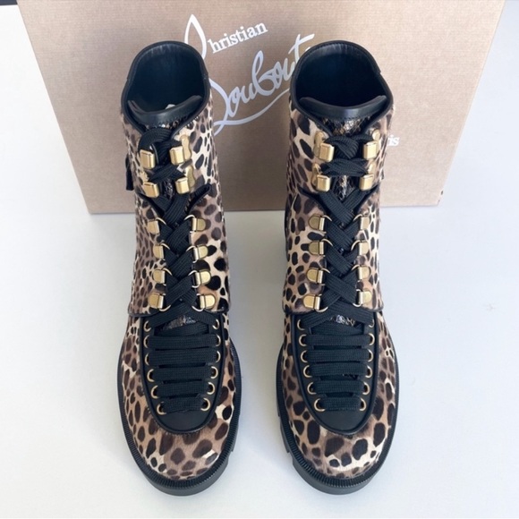 Christian lauboutin cheeta print  combat boots - Picture 2 of 6